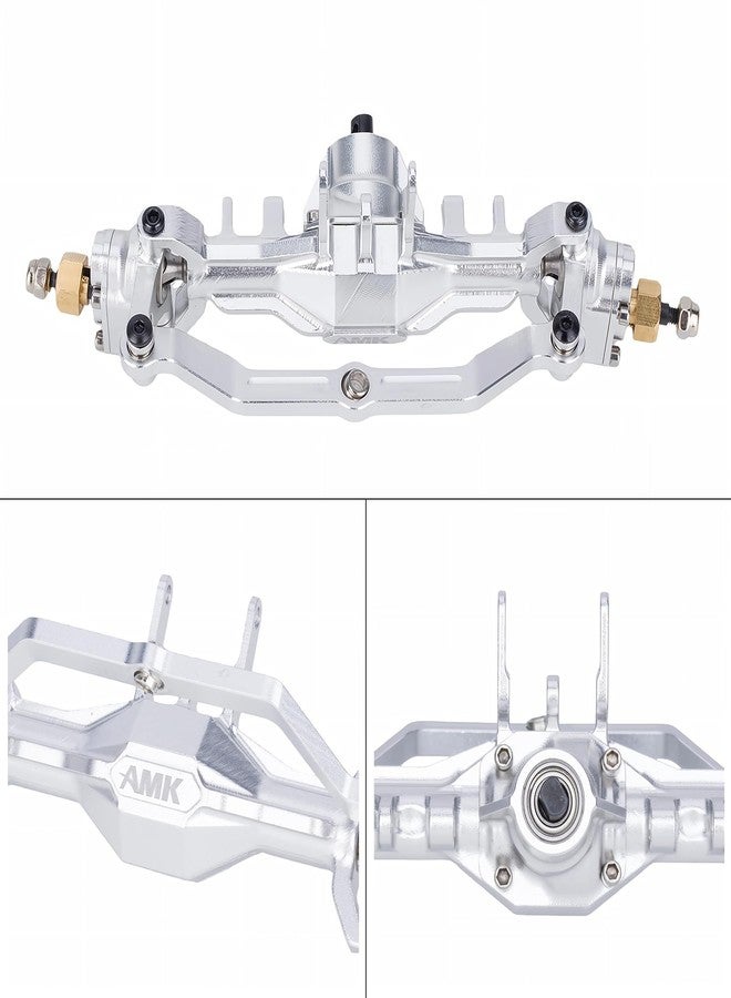 AMK Aluminum TRX4M Axles, CNC TRX4M Portal Axles Front & Rear Set with Steering Link, Aluminum Alloy Housing with Brass Hex for 1/18 RC Crawler TRX4M Defender Bronco Upgrade Parts (Silvery) - Image 4